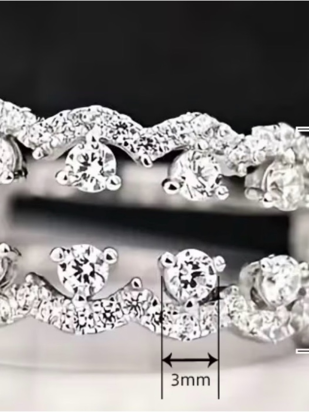 Elegant White CZ Double Row Stacking Ring - Picture 3 of 5